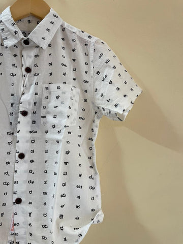 Classic Kannada Alphabet Cotton Shirt For Boys
