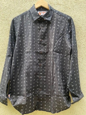 Classic Kannada Alphabets Print Cotton Men's Full Sleeve Shirt