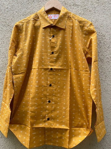 Classic Kannada Alphabets Print Cotton Men's Full Sleeve Shirt