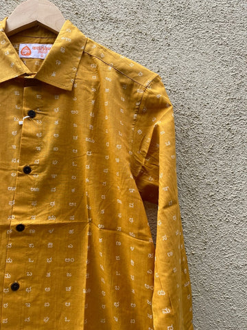 Classic Kannada Alphabets Print Cotton Men's Full Sleeve Shirt