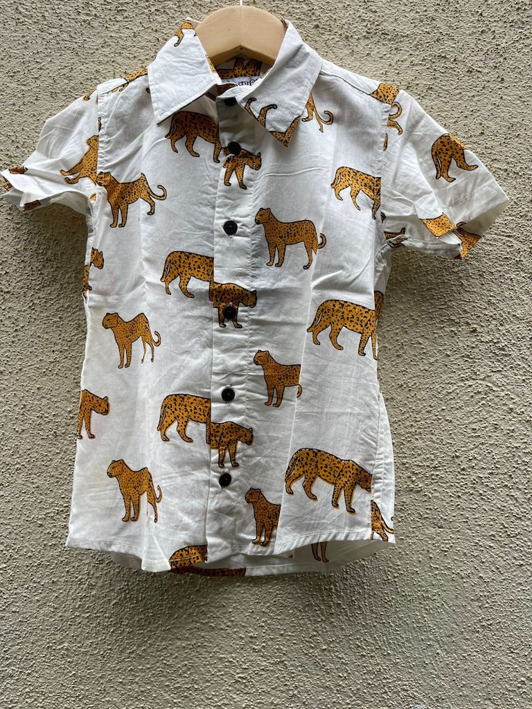 Jungle Print Casual Half Sleeve Cotton Shirt for Boys