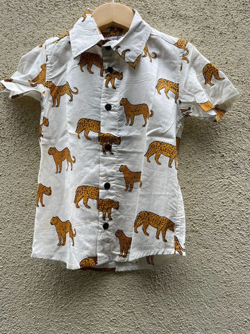 Jungle Print Casual Half Sleeve Cotton Shirt for Boys