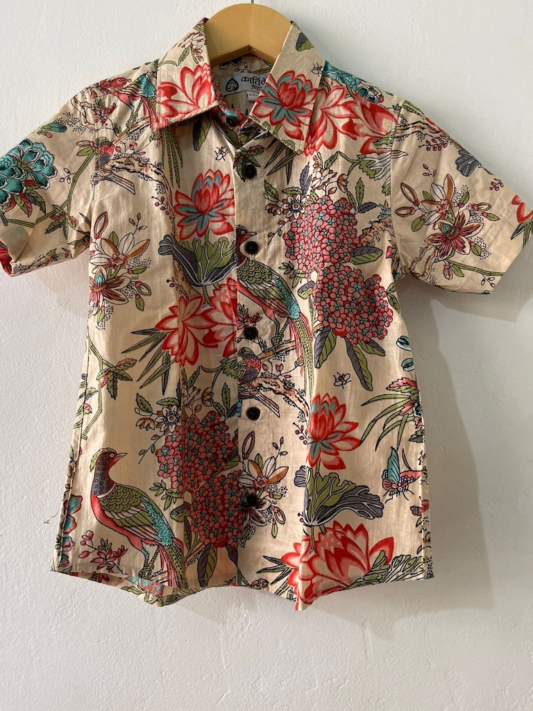 Jungle Print Casual Half Sleeve Cotton Shirt for Boys