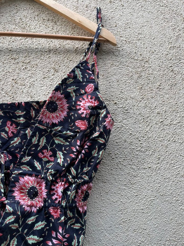 Floral Print Cotton Drawstring Lace Bralette Top