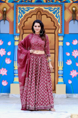 Hand Block Printed Rajasthani Lehenga
