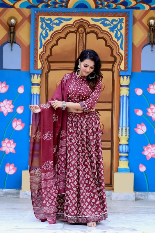 Hand Block Printed Rajasthani Lehenga