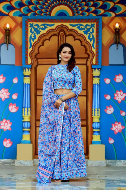 Hand Block Printed Rajasthani Lehenga
