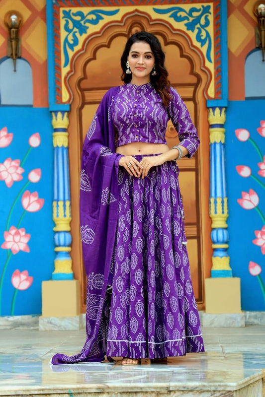 Hand Block Printed Rajasthani Lehenga