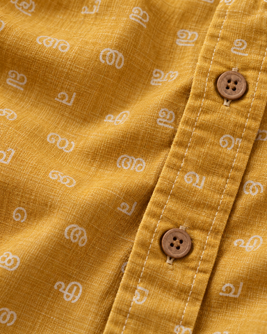 Full Sleeve Cotton Malayalam Alphabet Print Classic Organic Shirt - SQ