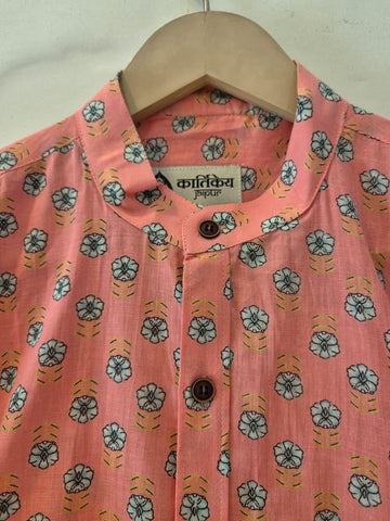 Floral Print Half Sleeve Cotton Shirt for Men
