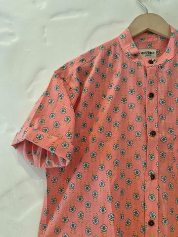 Floral Print Half Sleeve Cotton Shirt for Men