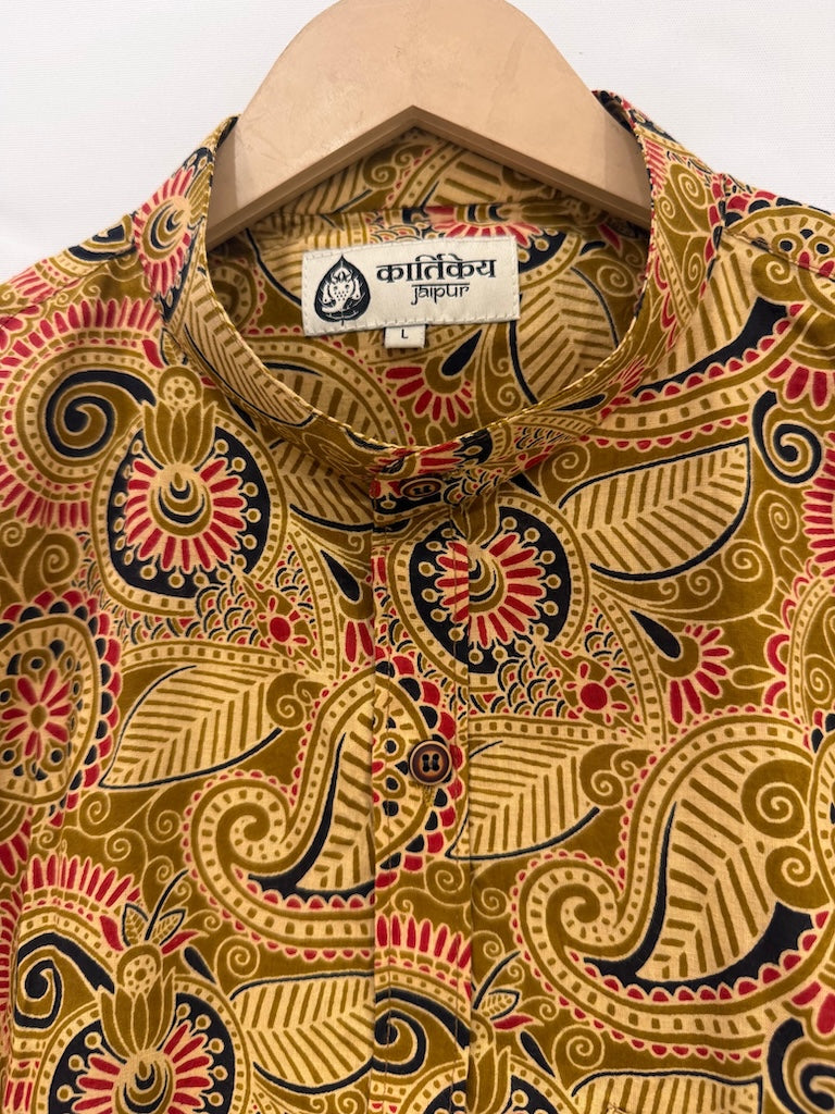 Kalamkari Print Half Sleeve Cotton Shirt for Men