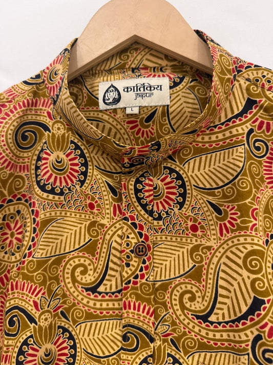 Kalamkari Print Half Sleeve Cotton Shirt for Men