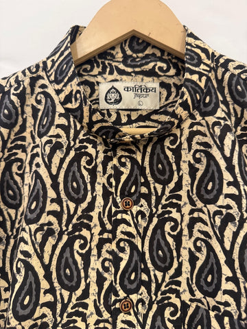Kalamkari Print Half Sleeve Cotton Shirt for Men - Artist Edit