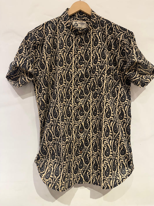 Kalamkari Print Half Sleeve Cotton Shirt for Men - Artist Edit