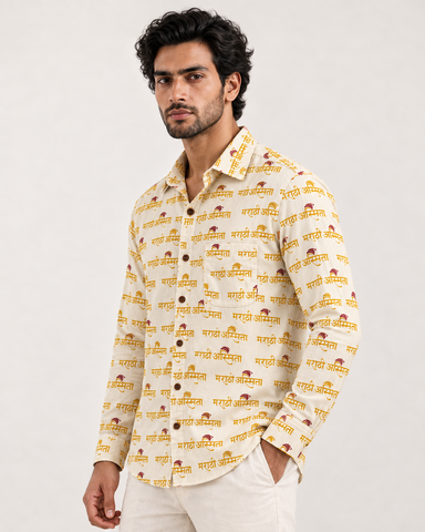 Marathi Asmita Full Sleeve Beige Shirt