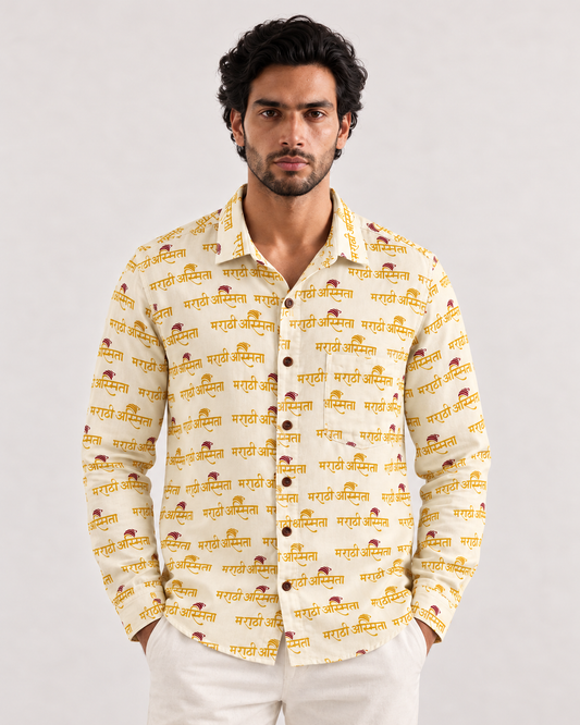 Marathi Asmita Full Sleeve Beige Shirt