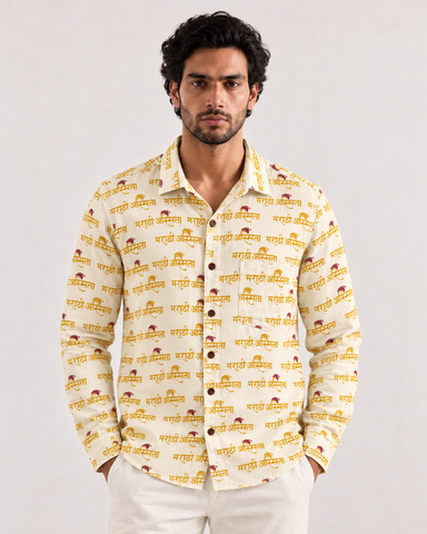 Marathi Asmita Full Sleeve Beige Shirt