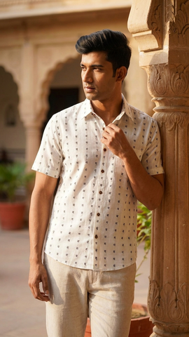 Classic मराठी अक्षरी Organic Men’s Shirt - By Kartikeya Jaipur