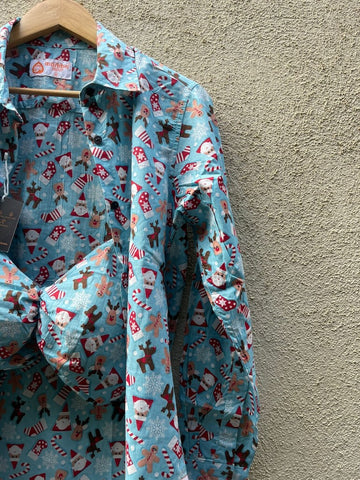 Christmas Prints Women Shirt with Bralette Combo