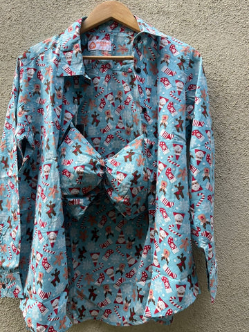 Christmas Prints Women Shirt with Bralette Combo