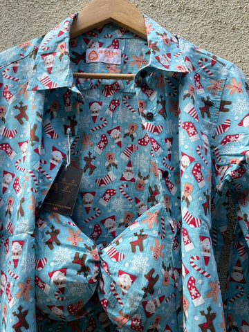 Christmas Prints Women Shirt with Bralette Combo