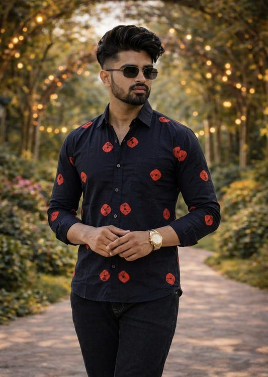 Classic Kalamkari Block Print Full Sleeves Cotton Men Shirt - Organic
