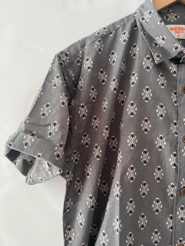 Floral Block Print Cotton Shirts For Men