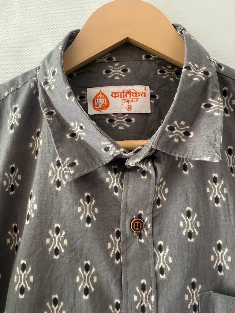 Floral Block Print Cotton Shirts For Men