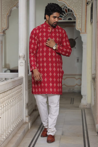 Printed Cotton Kurta for Men