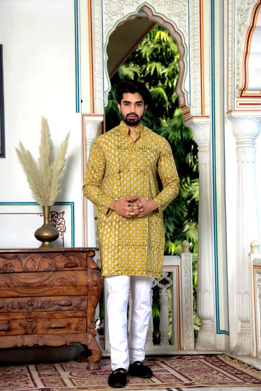 Printed Cotton Kurta for Men