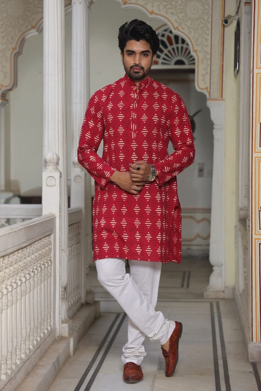 Printed Cotton Kurta for Men