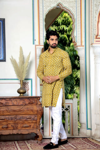 Printed Cotton Kurta for Men