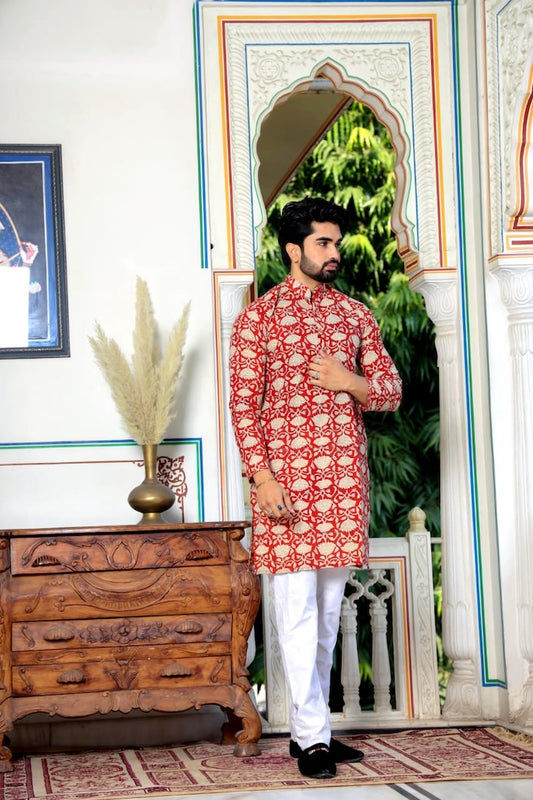 Printed Cotton Kurta for Men