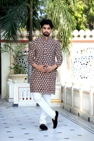 Printed Cotton Kurta for Men