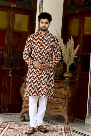 Printed Cotton Kurta for Men