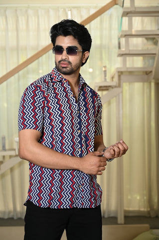 Block Printed Cotton Mens Shirts