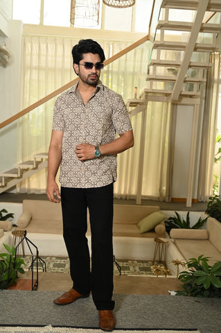 Block Printed Cotton Mens Shirts
