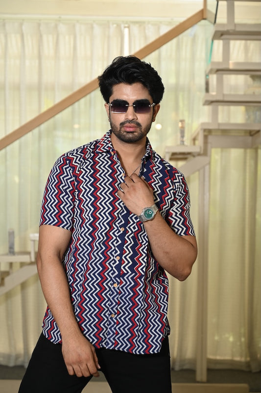 Block Printed Cotton Mens Shirts