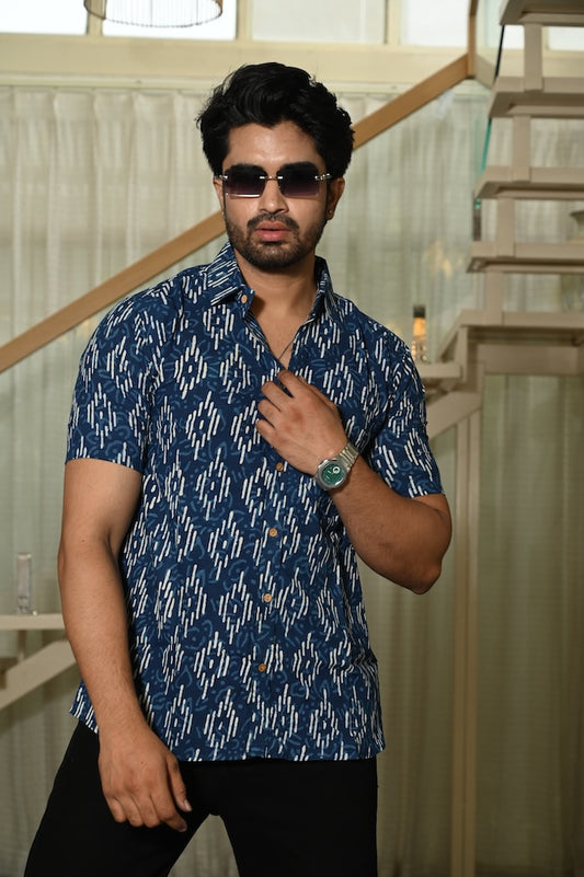 Block Printed Cotton Mens Shirts