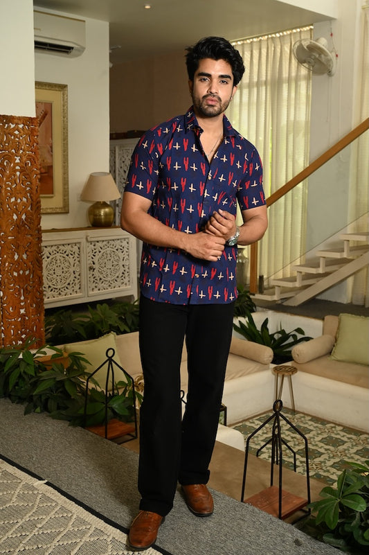 Block Printed Cotton Mens Shirts
