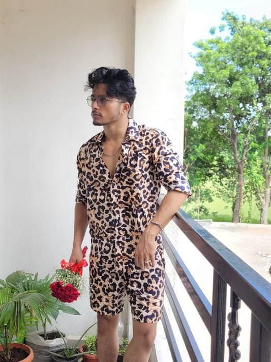 Jungle Print Cotton Co ord Sets Mens