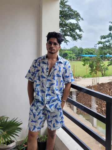 Jungle Print Breezy Cotton Co ord Sets for Mens