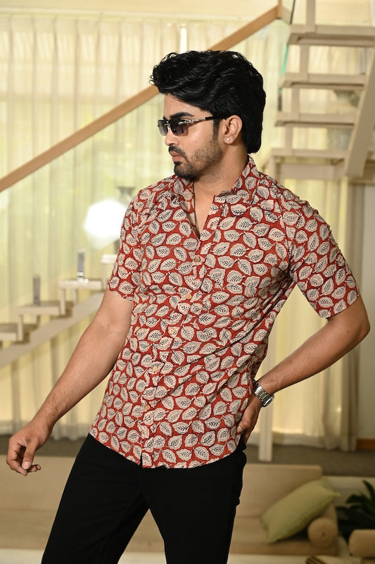 Block Printed Cotton Mens Shirts