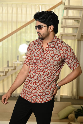 Block Printed Cotton Mens Shirts