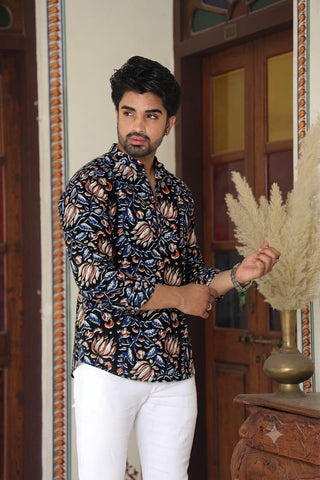 Classic Kalamkari Print Cotton Classic Short Kurta for Men