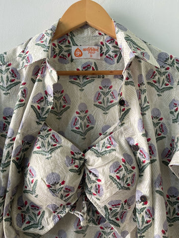 Cotton Women Floral Print Shirt with Bralette Combo