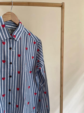 Women Conversational Striped Cotton Causal Shirt