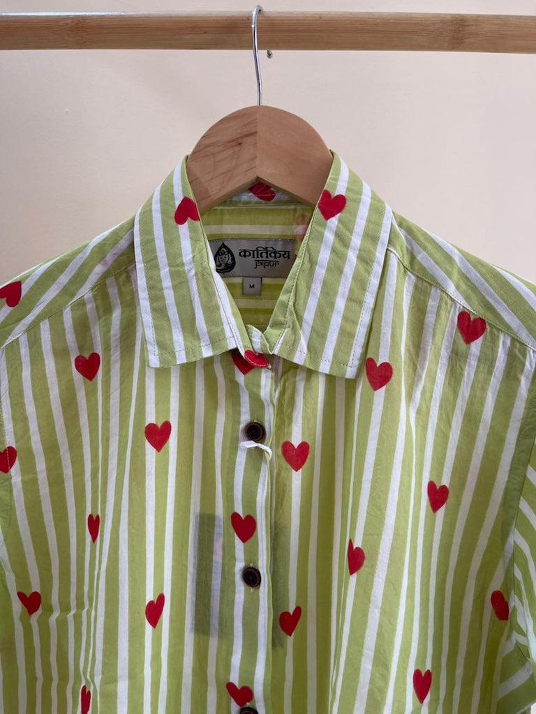 Women Conversational Striped Cotton Causal Shirt