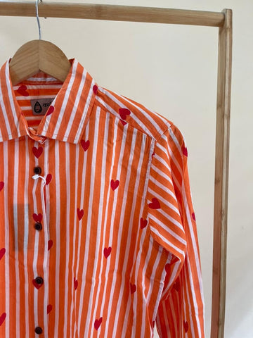 Women Conversational Striped Cotton Causal Shirt